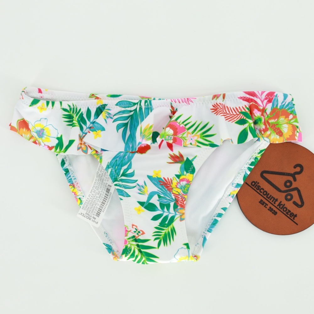Zara Girls Tropical Floral Hawaiian Ruffle Bikini Swim Bottom‎ NWOT Size 8-9